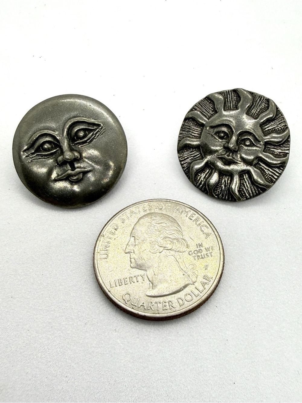 Signed Danforth Pewter 1992 Sun & Moon Celestial Scatter Pin Set USA - Picture 6 of 8